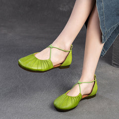 Women Retro Soft Leather Summer Flat Casual Sandals Newgew Shoes