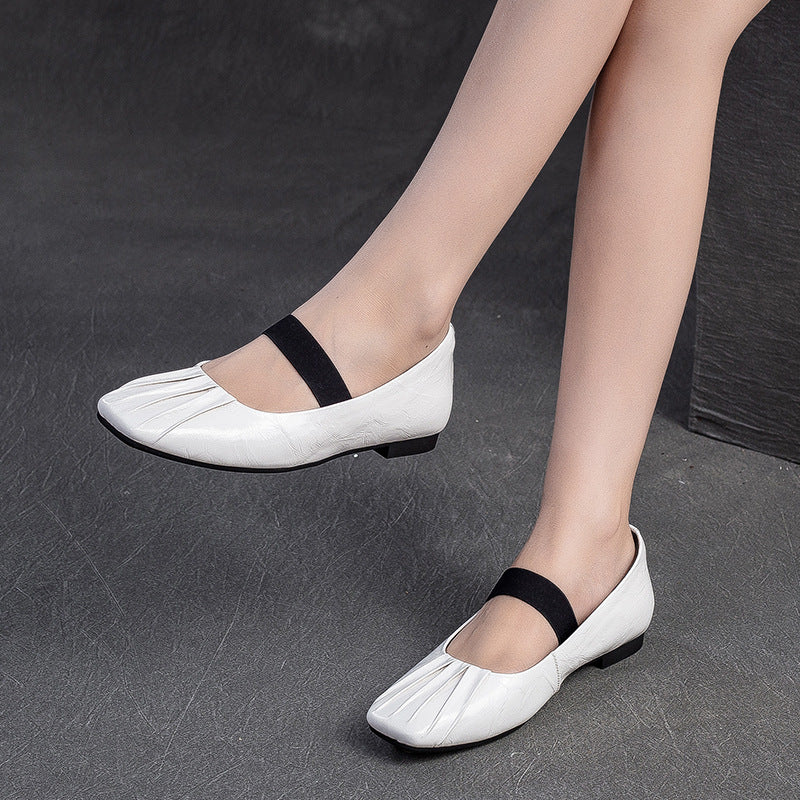 Women Casual Plaited Leather Soft Flats Newgew Shoes