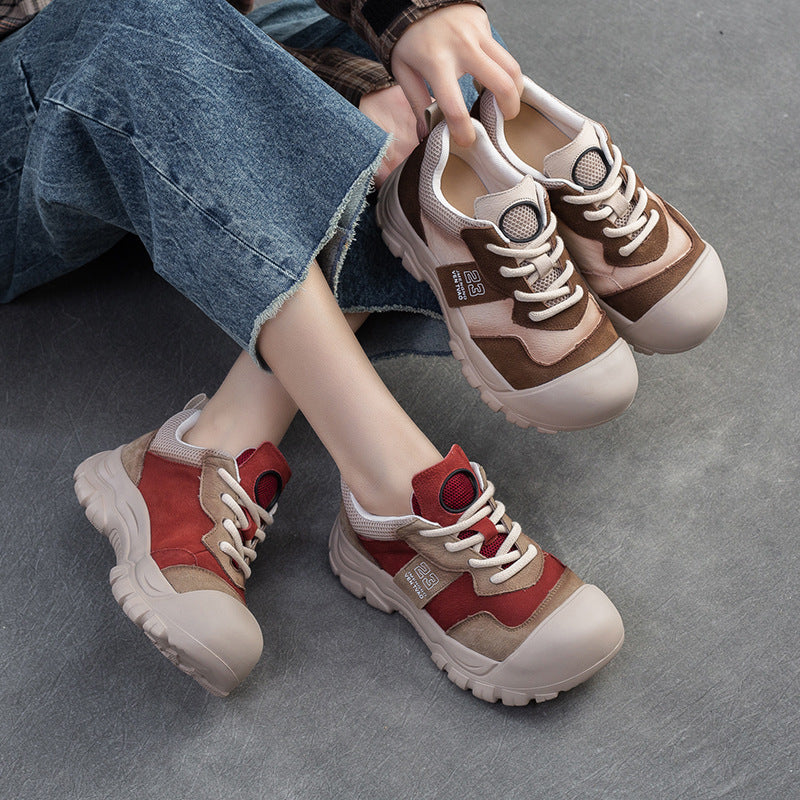 Women Color Matching Retro Casual Shoes Newgew Shoes