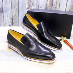 Men Casual Leather Flat Retro Loafers Newgew Shoes