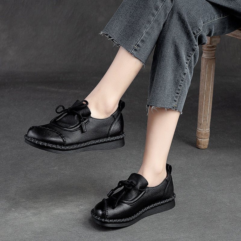 Women Minimalist Leather Retro Flat Casual Shoes Newgew Shoes