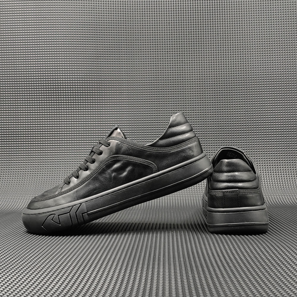 Men Solid Minimalist Leather Flat Casual Shoes Newgew Shoes