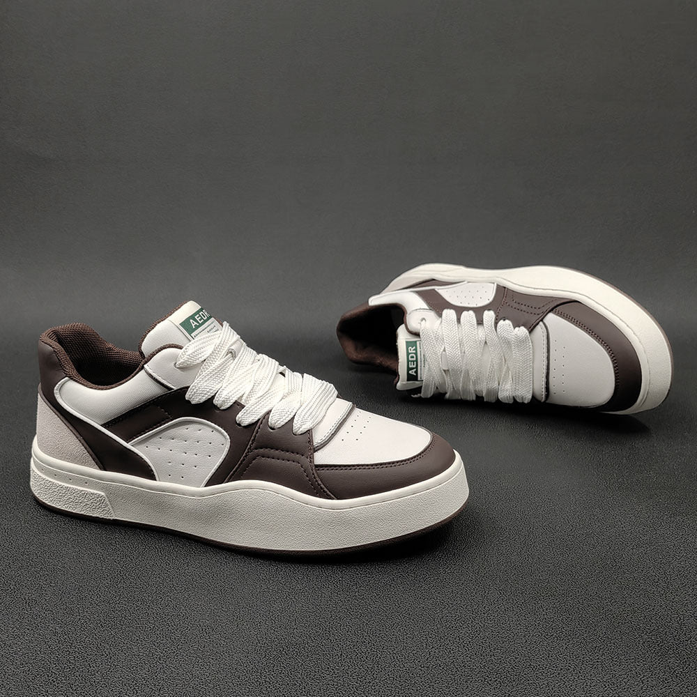 Men Stylish Breathable Leather Flat Casual Sneakers Newgew Shoes