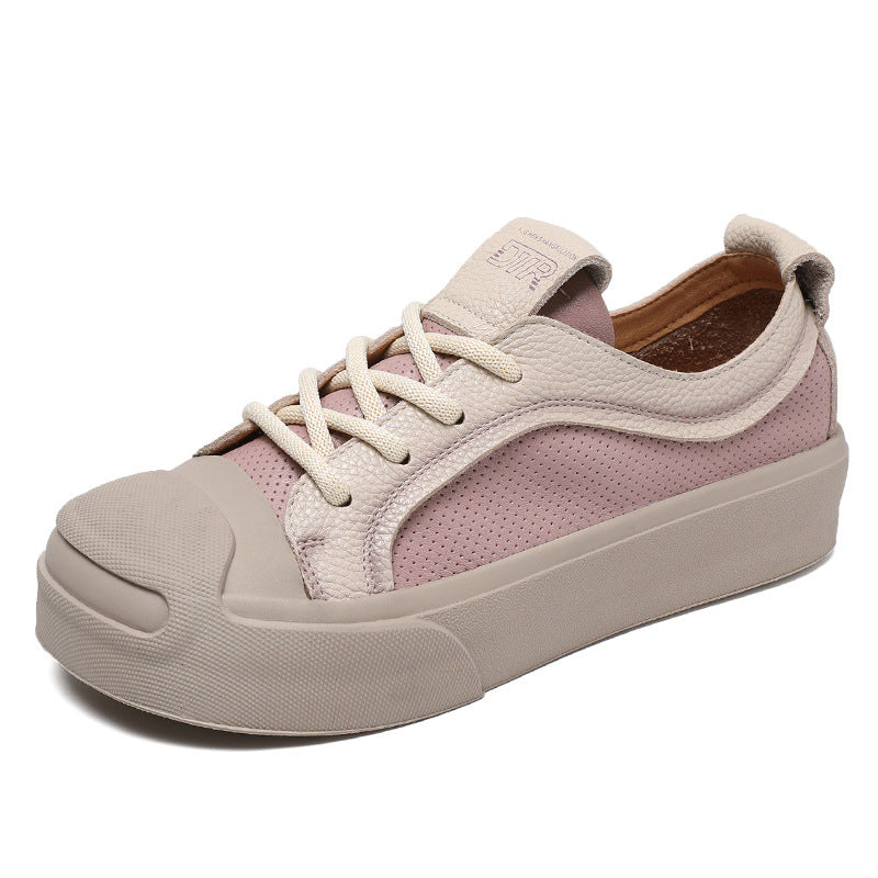 Women Casual Patchwork Breathable Leather Shoes Newgew Shoes