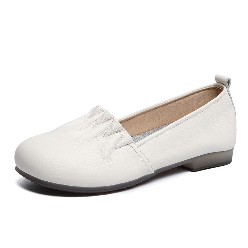 Women Retro Ruffle Leather Minimalist Soft Flats Newgew Shoes