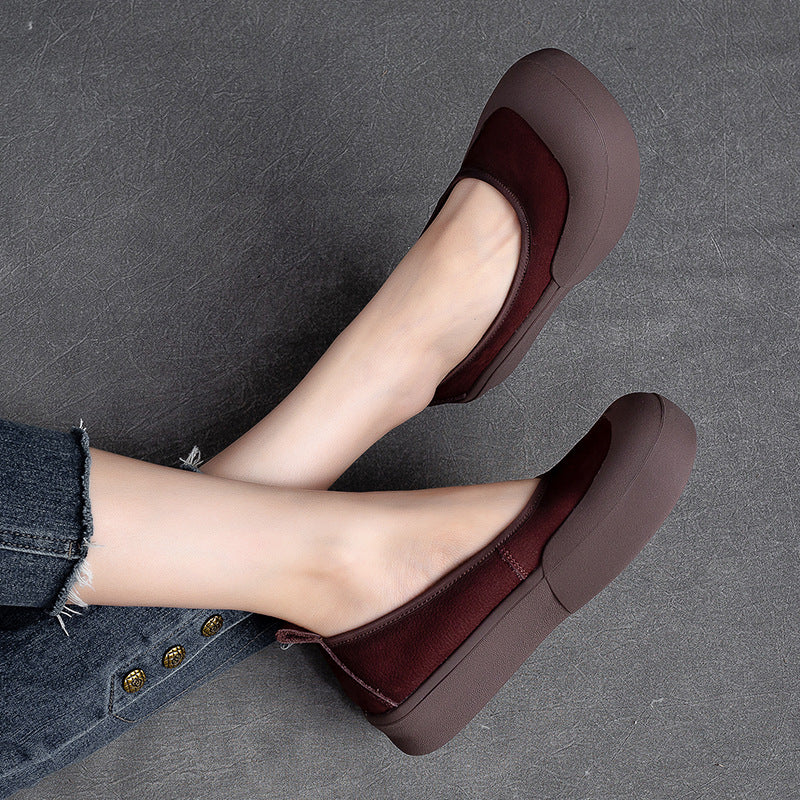 Women Retro Leather Soft Flats Shoes Newgew Shoes