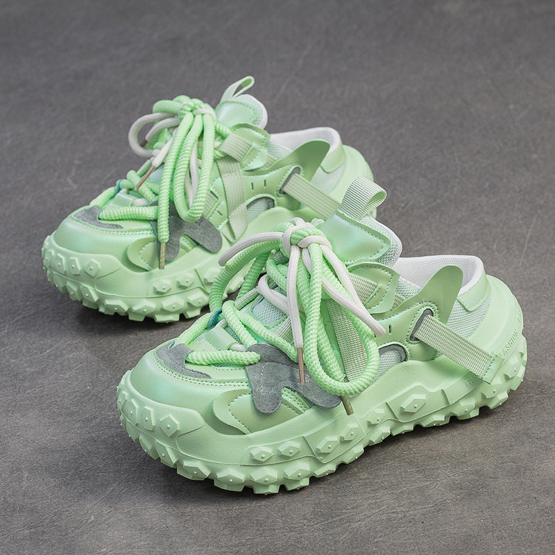 Women Retro Patchwork Low Top Platform Casual Shoes Newgew Shoes