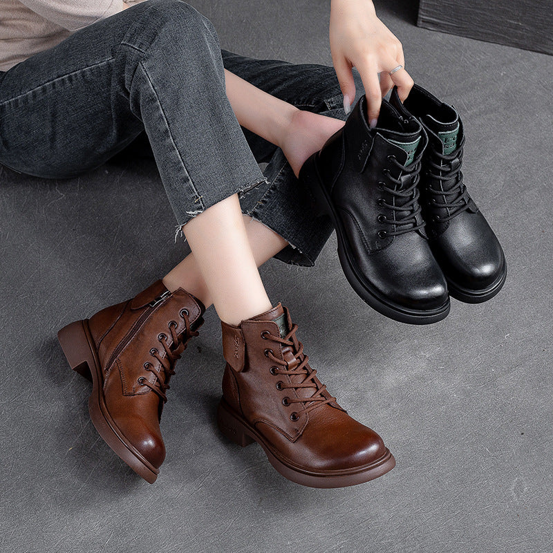 Women Retro Minimalist Soft Leather Casual Boots Newgew Shoes