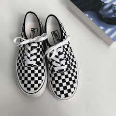 Elegant Innovative Platform Chessboard Plaid Female Canvas Shoes Newgew