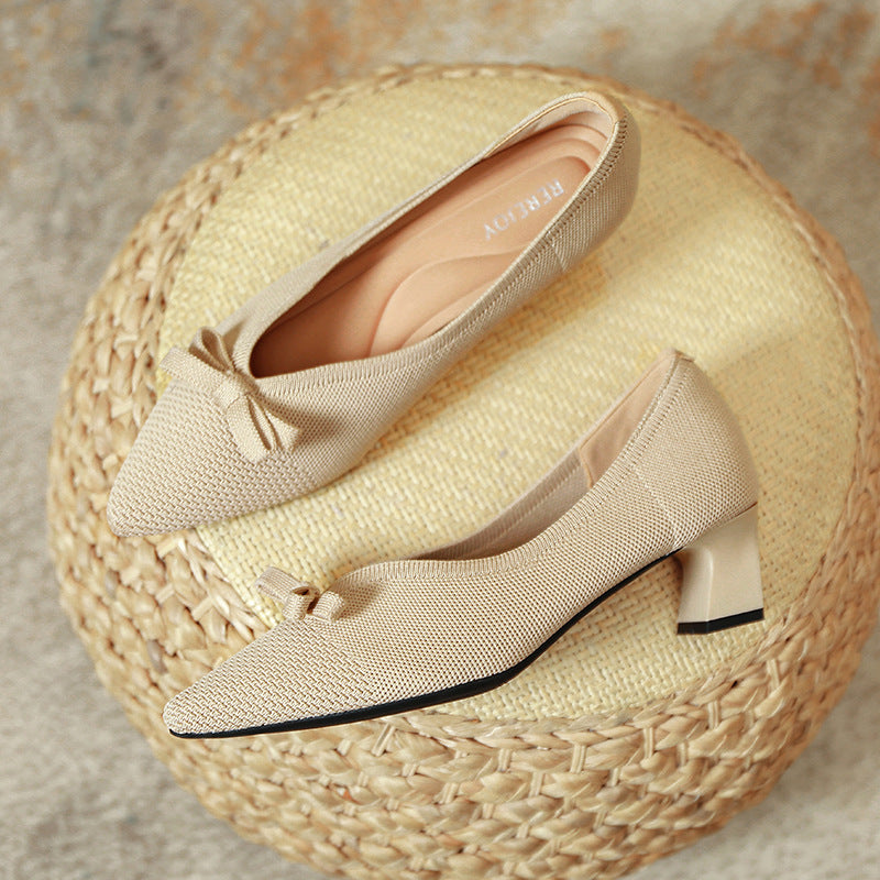 Bow Tie Versatile Commuting High Heels Newgew