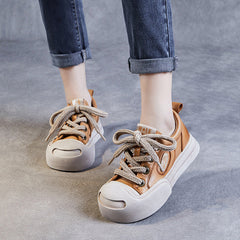 Women Leather Fashion Flat Casual Shoes Newgew Shoes