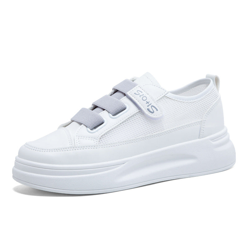 Women's Female Velcro White Spring Board Shallow Canvas Shoes Newgew