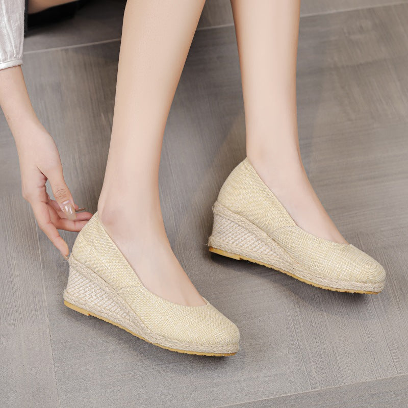 Casual Elegant Pu Slip On Wedge Heel Loafers Pairmore