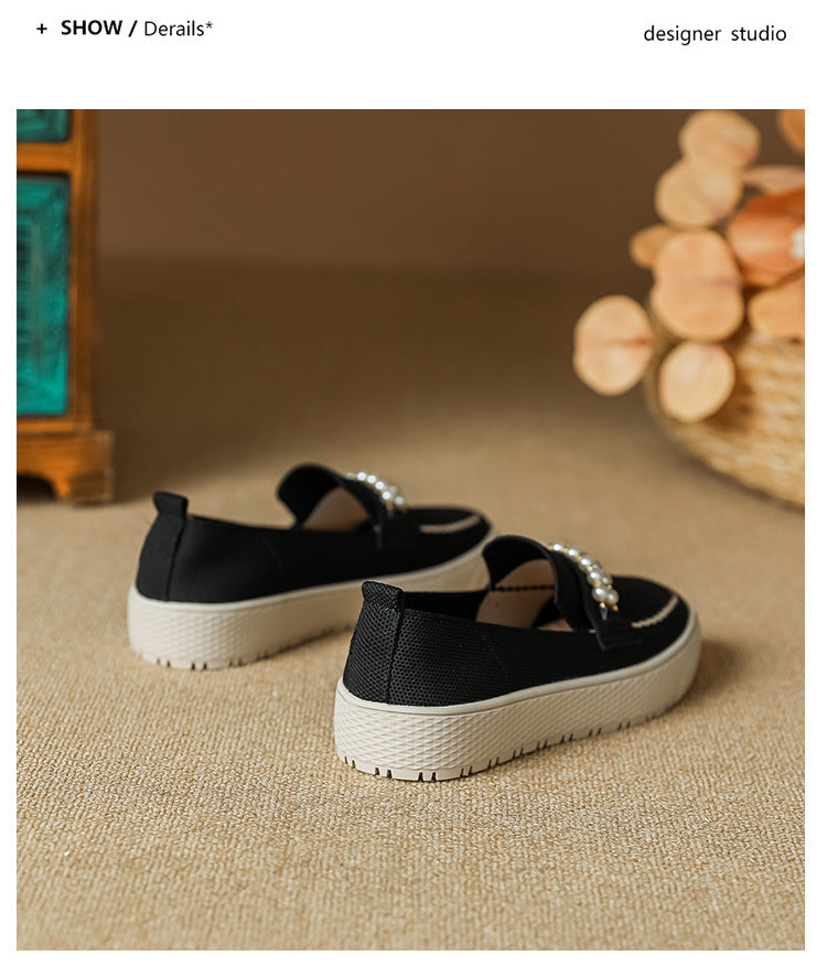 Fly Woven Flat Pearl Slip-On Loafers NewGew