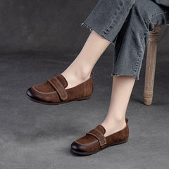 Women Retro Nubuck Soft Velcro Tape Flats Newgew Shoes