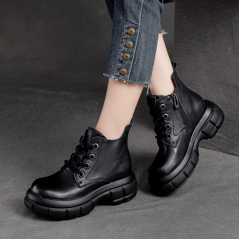 Women Minimalist Classic Leather Thick Soled Boots Newgew Shoes