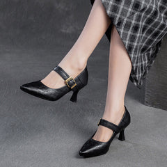 Women Leather Pointed Toe High Heel Pumps Dress Shoes Newgew Shoes