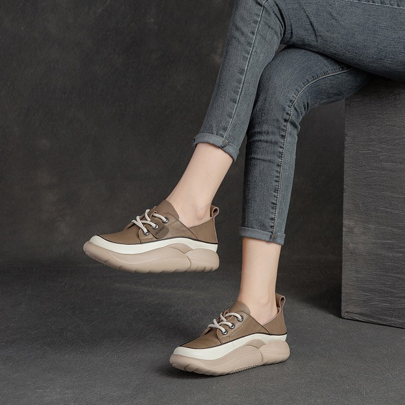 Women Casual Fashion Soft Leather Thick Soled Shoes Newgew Shoes