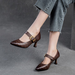 Women Leather Pointed Toe High Heel Pumps Dress Shoes Newgew Shoes