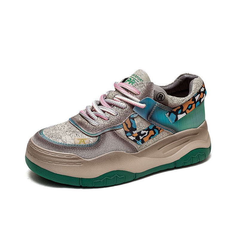Women Fashion Patchwork Leather Stylish Casual Shoes Newgew Shoes