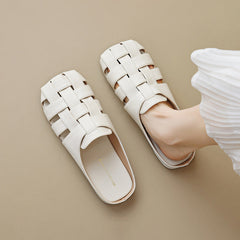 Women Handmade Plaited Soft Leather Casual Sandals Newgew Shoes