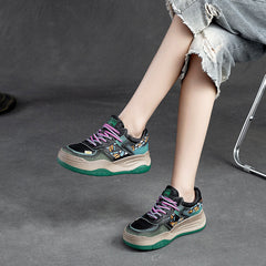 Women Fashion Patchwork Leather Stylish Casual Shoes Newgew Shoes