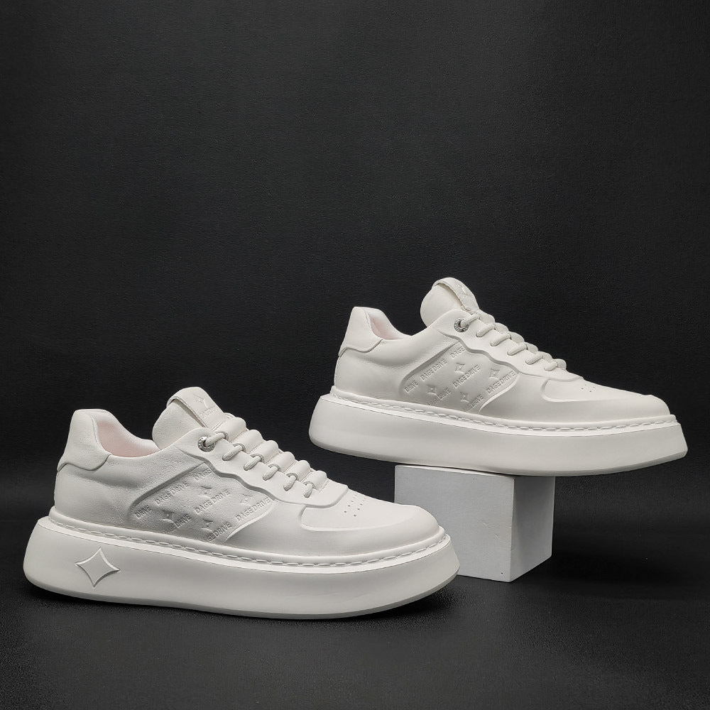 Men Minimalist Embossed Leather Casual Shoes Newgew Shoes