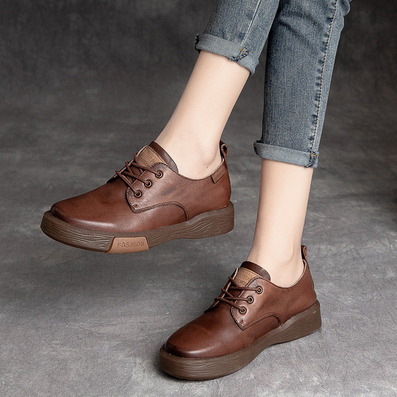 Women Classic Soft Leather Flat Casual Shoes Newgew Shoes