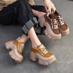 Women Minimalist Leather Chunky Platform Casual Shoes Newgew Shoes
