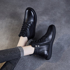 Women Minimalism Leather Soft Flat Boots Newgew Shoes