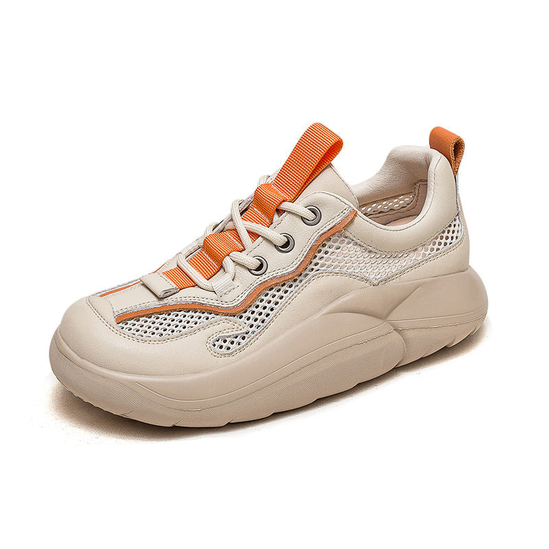 Women Fashion Breathable Mesh Leather Casual Shoes Newgew Shoes