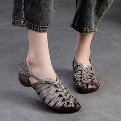 Women Retro Plaited Leather Flat Casual Sandals Newgew Shoes