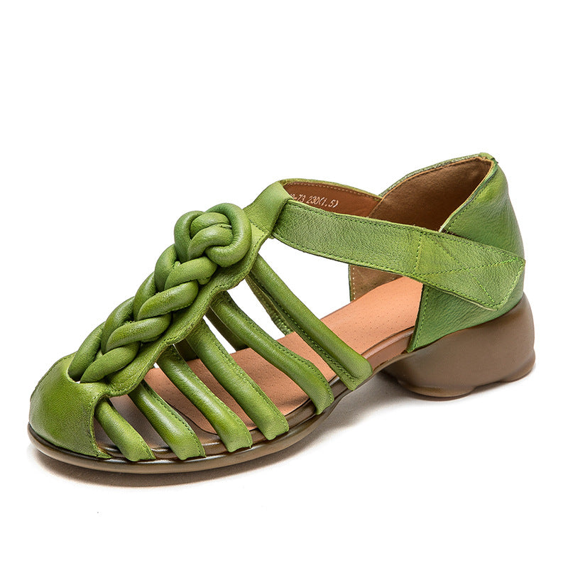 Women Retro Plaited Leather Summer Casual Sandals Newgew Shoes