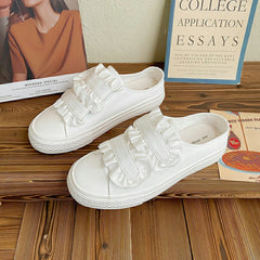 Women's Style Spring Velcro White Flat Cute Canvas Shoes Newgew