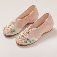 Women's Low Chinese Cheongsam Pumps Height Increasing Canvas Shoes Newgew