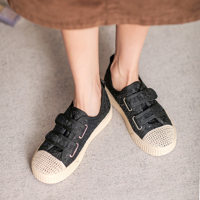 Women Fashion Breathable Velcro Flat Casual Shoes Newgew Shoes