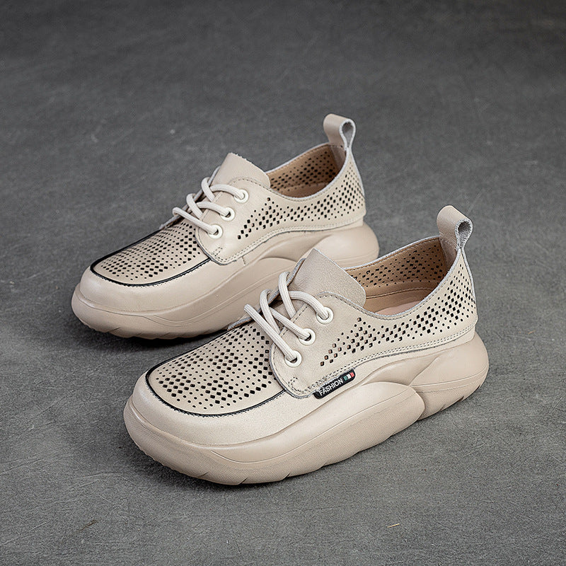 Women Fashion Breathable Hollow Leather Casual Shoes Newgew Shoes