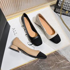 Women Casual Minimalist Leather Low Heel Dress Shoes Newgew Shoes