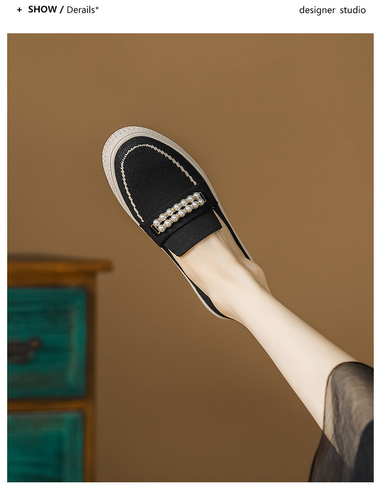 Fly Woven Flat Pearl Slip-On Loafers NewGew