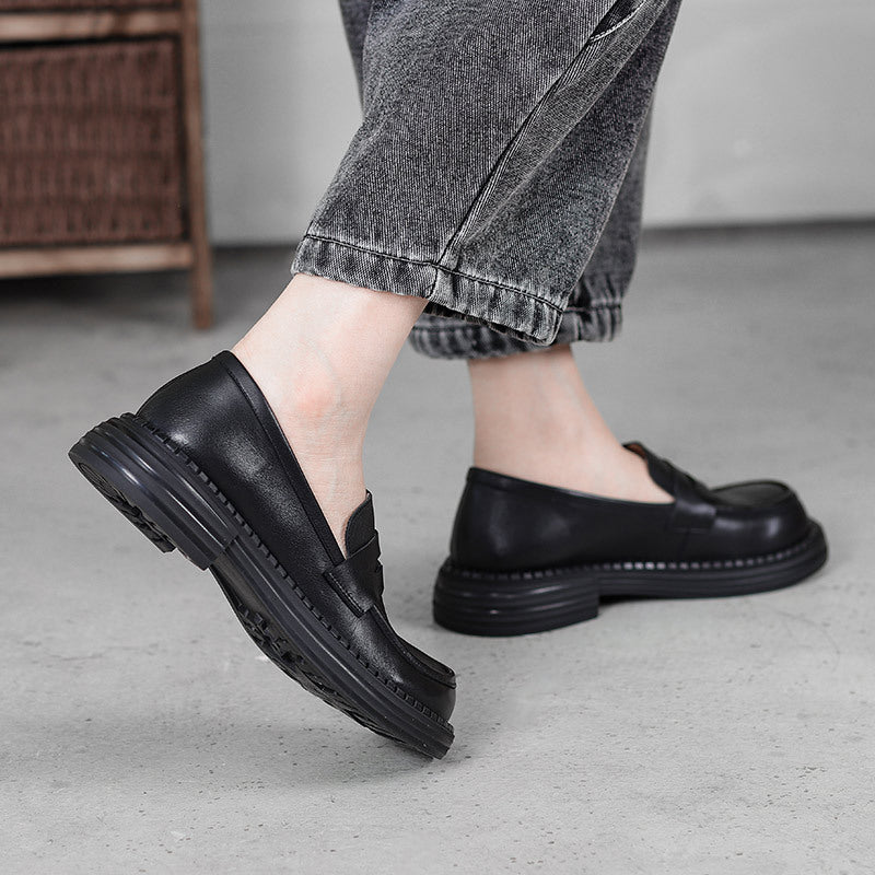 Women Retro Casual Minimalist Soft Leather Loafers Newgew Shoes