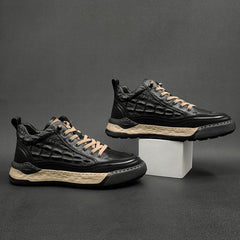 Men Fashion Figured Leather Flat Casual Shoes Newgew Shoes