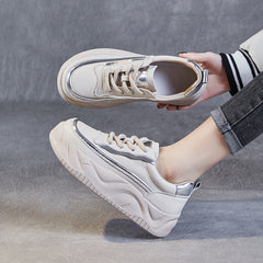 Women Minimalist Fashion Leather Thick Soled Casual Shoes Newgew Shoes