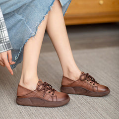 Women Leather Handmade Flat Casual Shoes Newgew Shoes