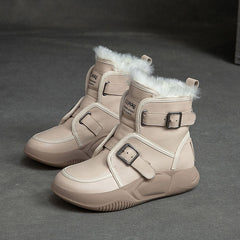 Women Fashion Cowhide Woolen Snow Boots Newgew Shoes