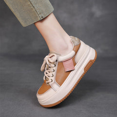 Women Fashion Leather Flat Thick Soled Casual Shoes Newgew Shoes