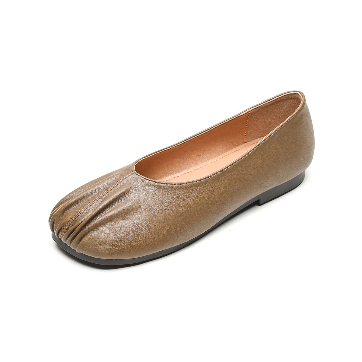 Women Minimalist Soft Pleated Leather Casual Flats Newgew Shoes