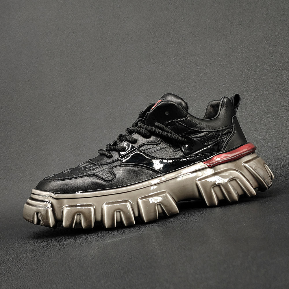 Men Fashion Leather Patchwork Thick Soled Casual Shoes Newgew Shoes