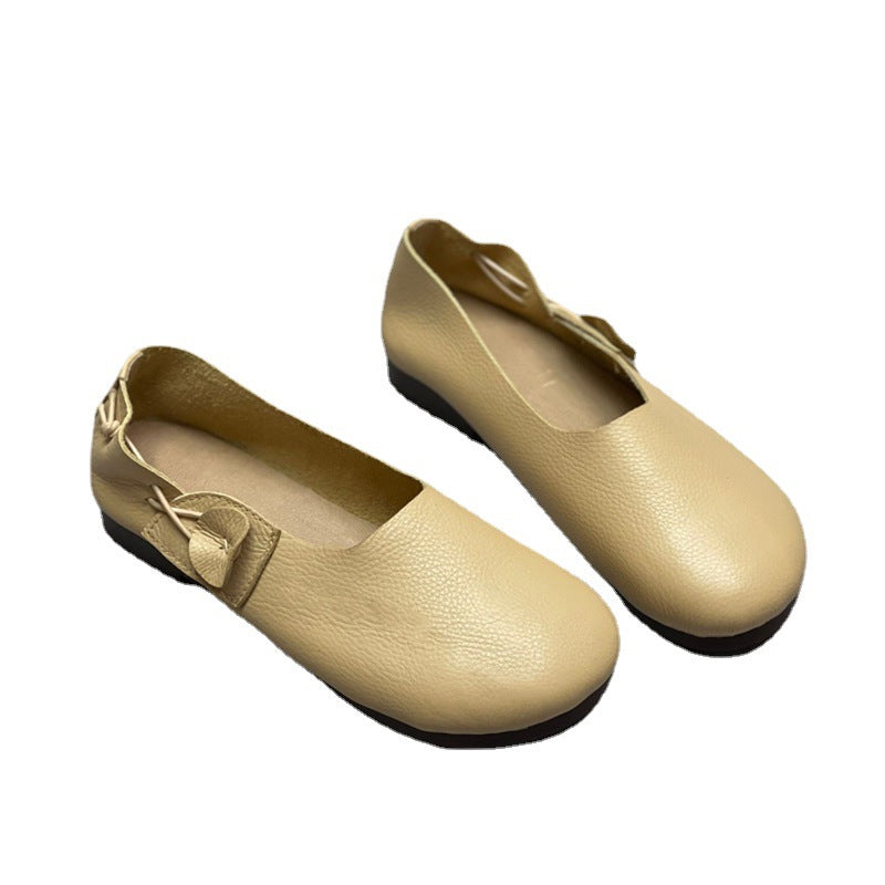 Women Retro Soft Cowhide Leather Flats Newgew Shoes