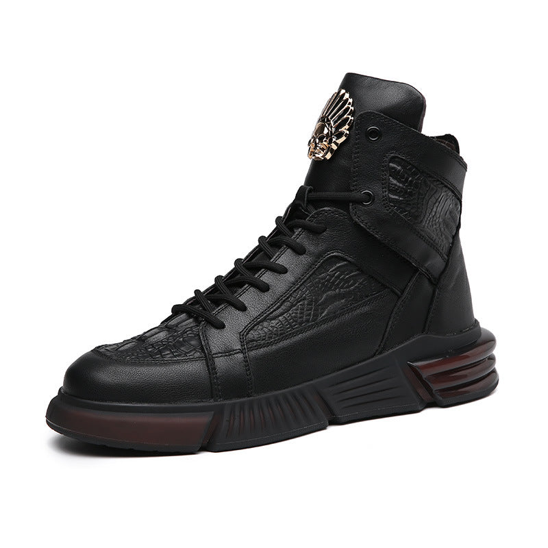 Men Fashion Cowhide Casual Black Boots Newgew Shoes