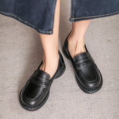 Women Retro Minimalist Leather Handmade Loafers Newgew Shoes